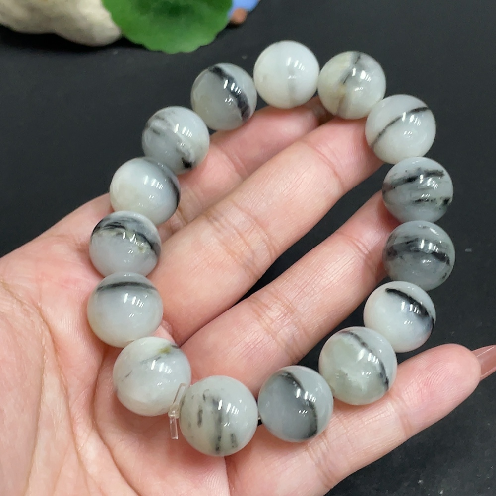H34010427 Hetian Jade Bracelet, Approx. 14.1 mm, Total Weight Approx. 76.7g, Contains Other Mineral Components