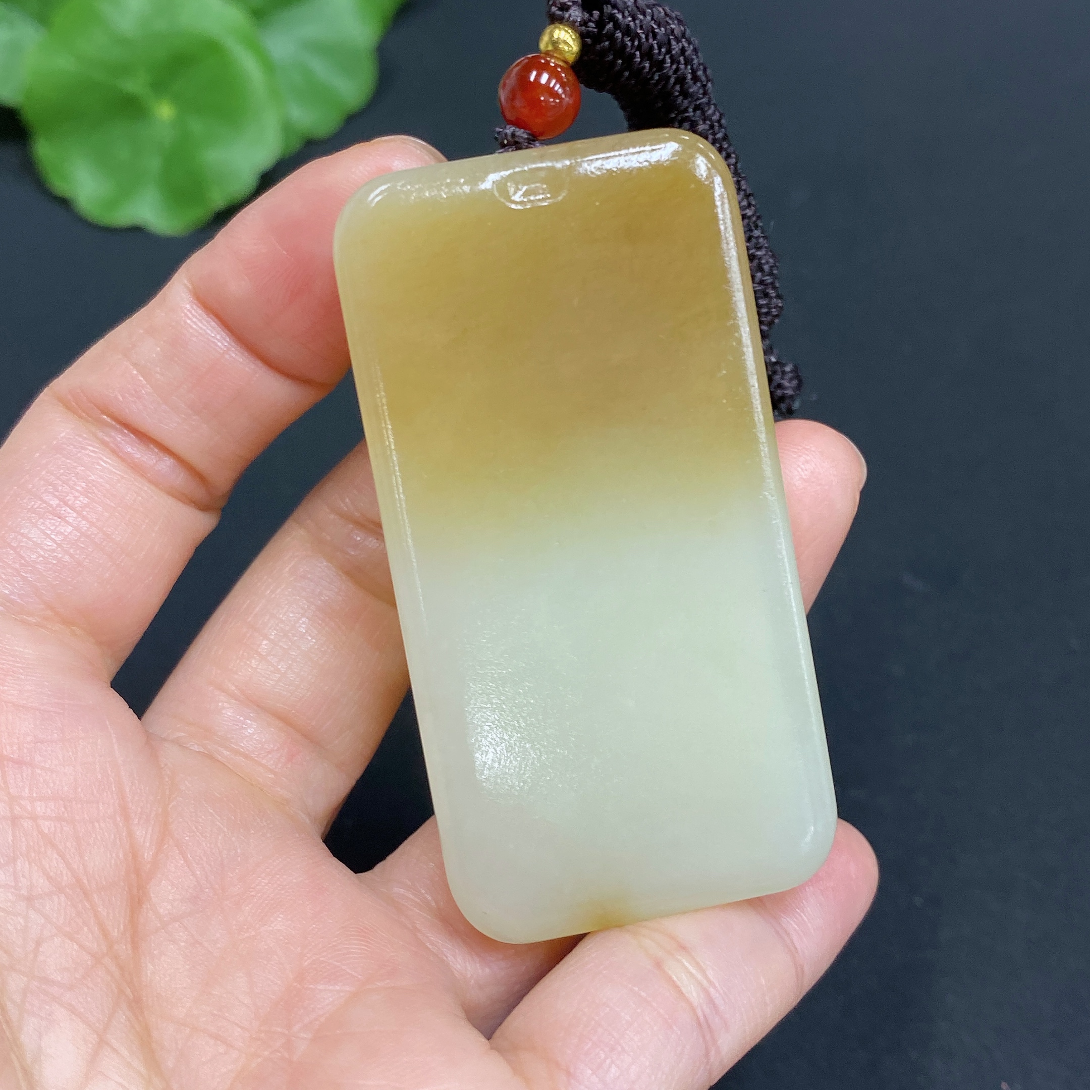 H32771144 Hetian Jade Pendant, Antique-style Plaque, Total Weight (including rope): 43.6g