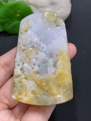 F32824536 Jadeite Landscape Pendant Total Weight Approximately 104.4g (Color Origin Undetermined) (Containing Other Mineral Components)