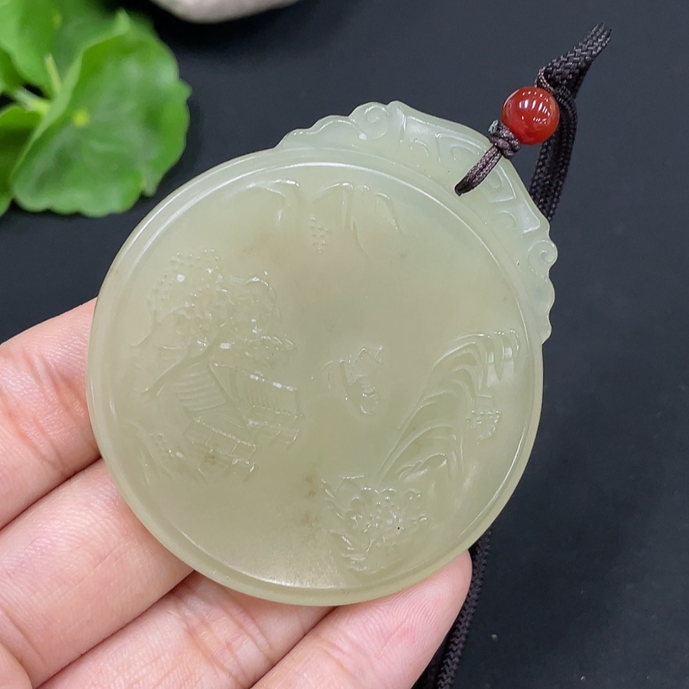H28245576 Hetian Jade Pendant - Landscape Plaque