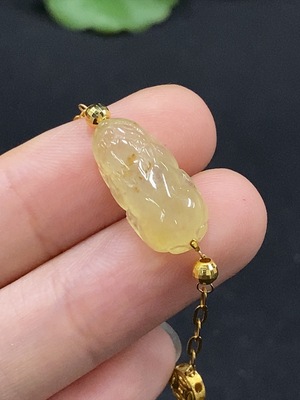 F35115492 Jadeite Pi Xiu Inlaid Bracelet 18K Gold Total Weight Approx. 2.66g