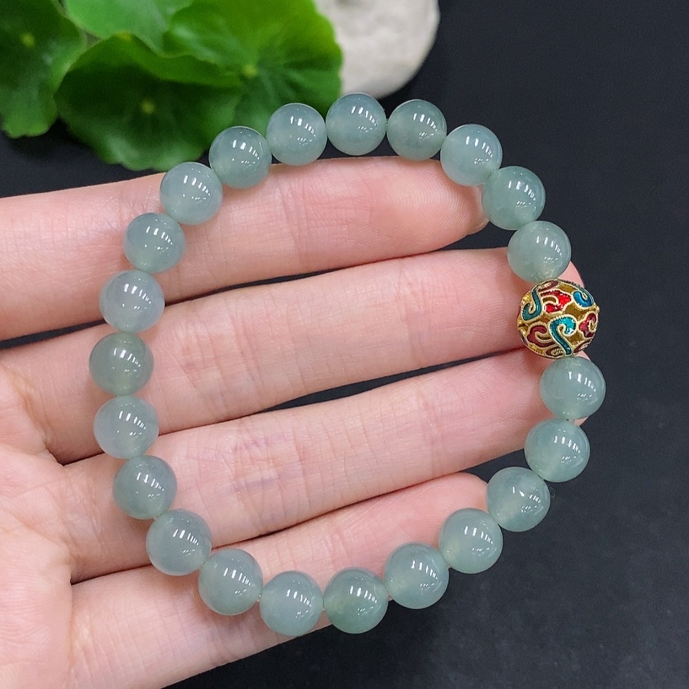 F35123958 Jadeite Bracelet Non-Gold Inlaid Total Weight Approx. 21.1g Size About 7.8mm