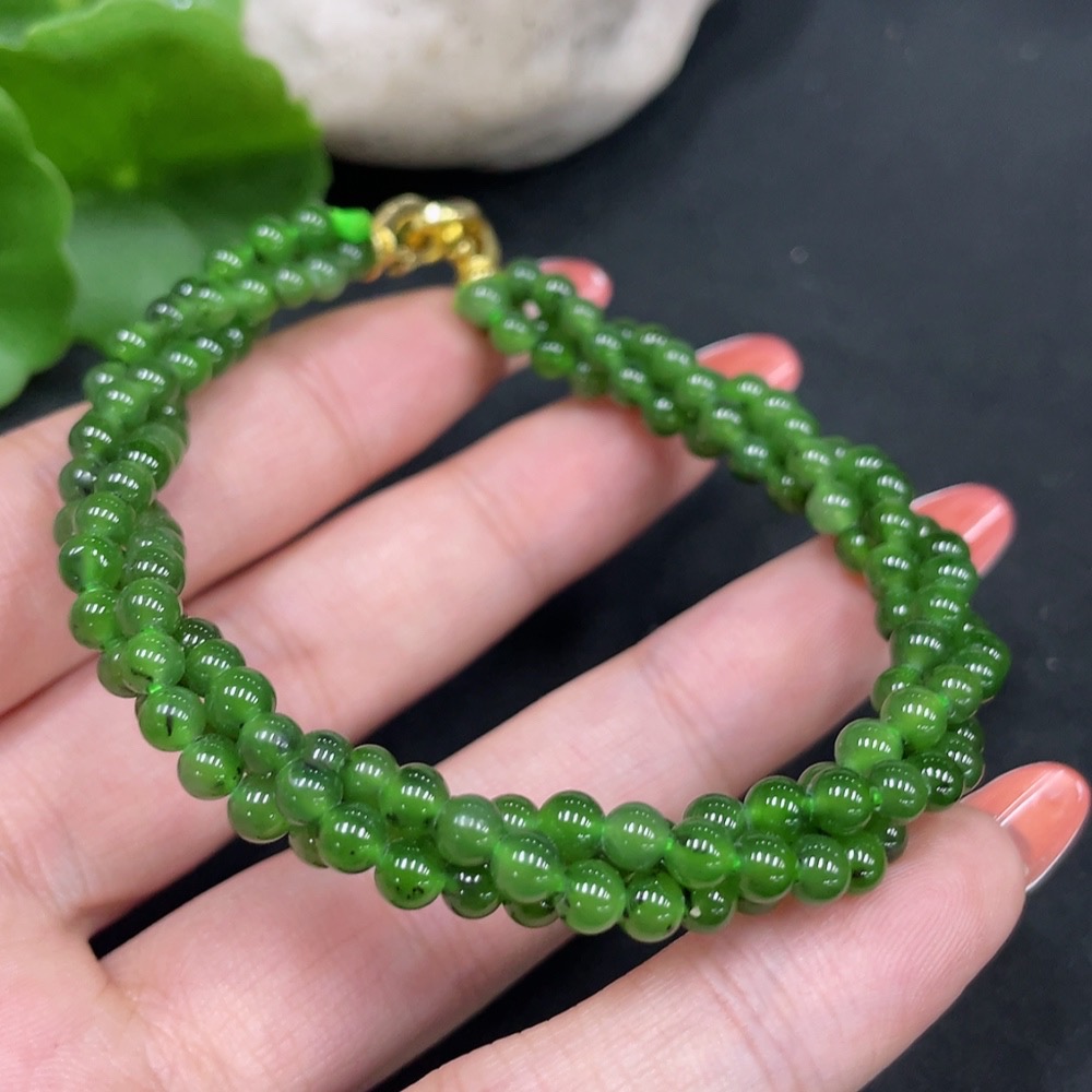 H35084204 Hetian Jade Bracelet Approx. 3.8mm Non-Gold Total Weight Approx. 15.5g