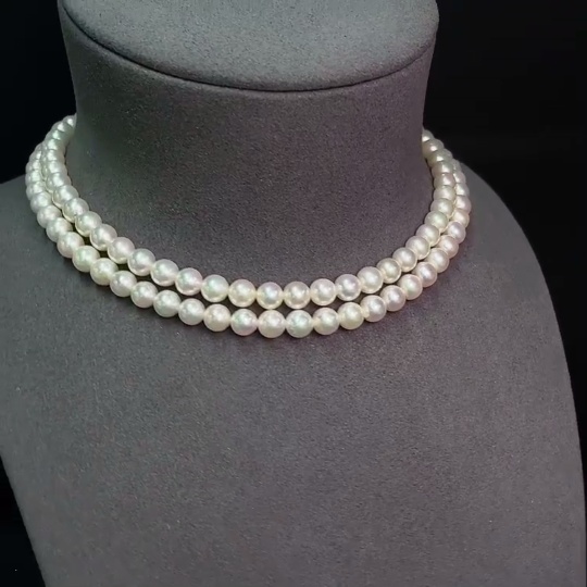 C34007629 Seawater pearl strand Non-gold Color origin undetermined Total weight approx. 50.85g Size 4.1-6.5mm