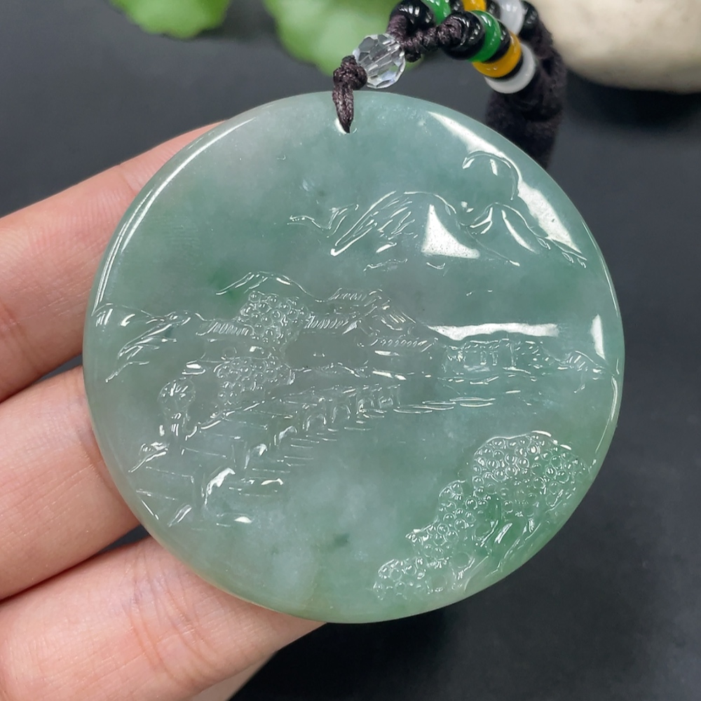 F19185303 Jadeite Landscape Pendant Total Weight 39.166g