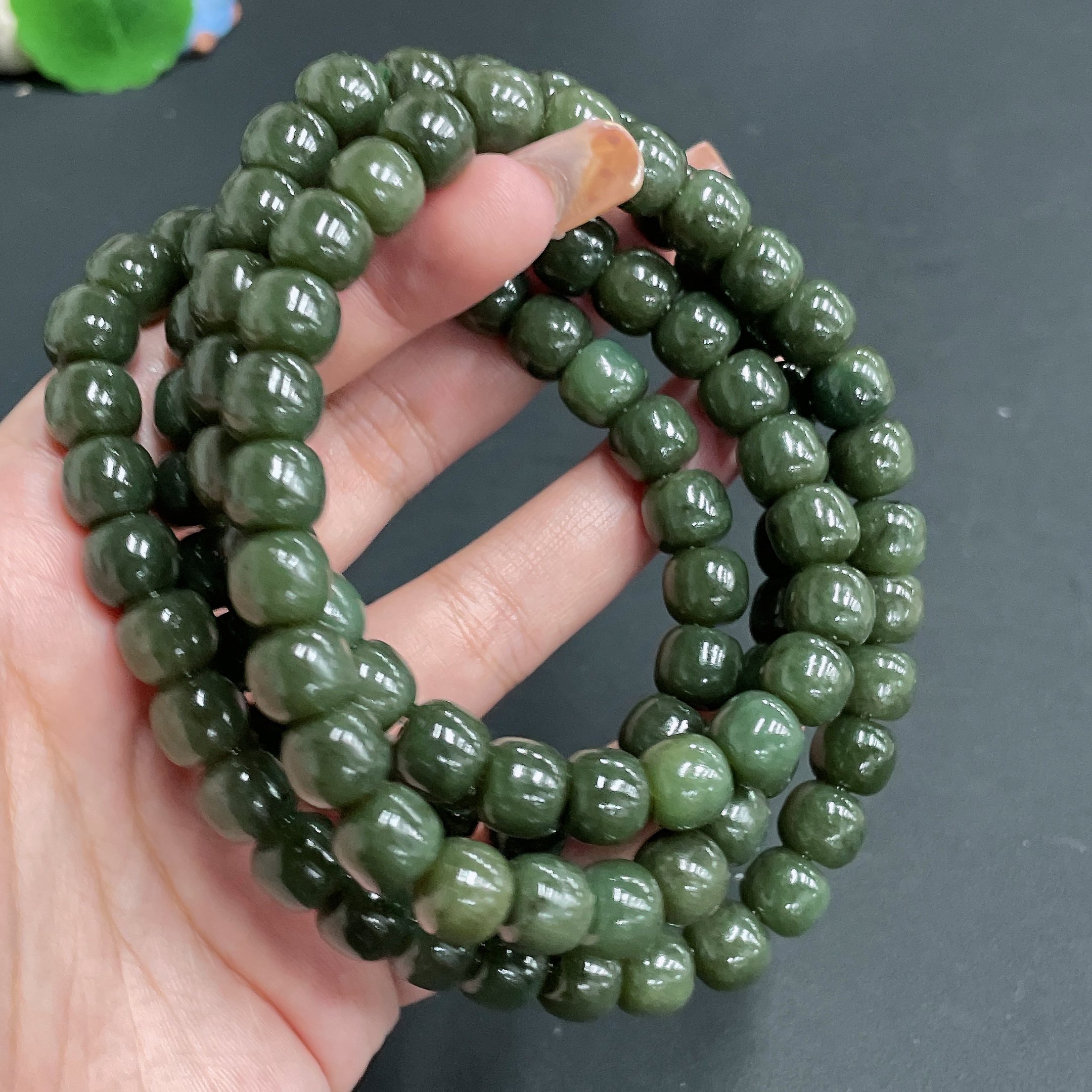 H21381183 Hetian Jade Chain Beads 10mm Approx. Total Weight 170g