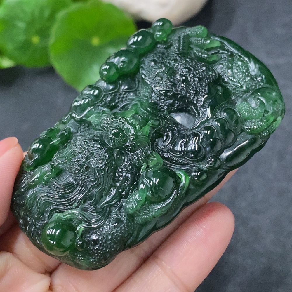 F34030991 Jadeite Pendant Dragon Plaque Total Weight Approx. 56.16g