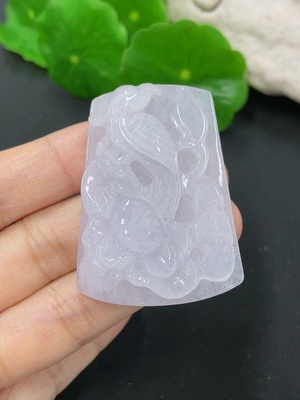F41934899 翡翠花开富贵挂件 货品总重约21.4g