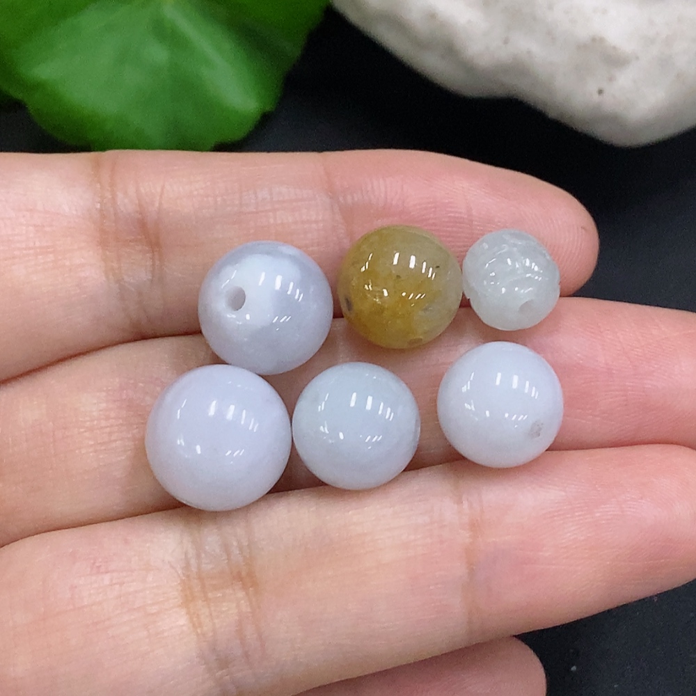 F31596885 Jadeite Beads Sell as a Lot (Color origin undetermined)