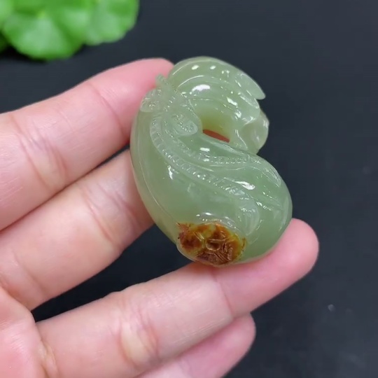 H34072435 Hetian Jade Pendant - Lucky Bag, total weight approx. 28.1g, undetermined skin color origin