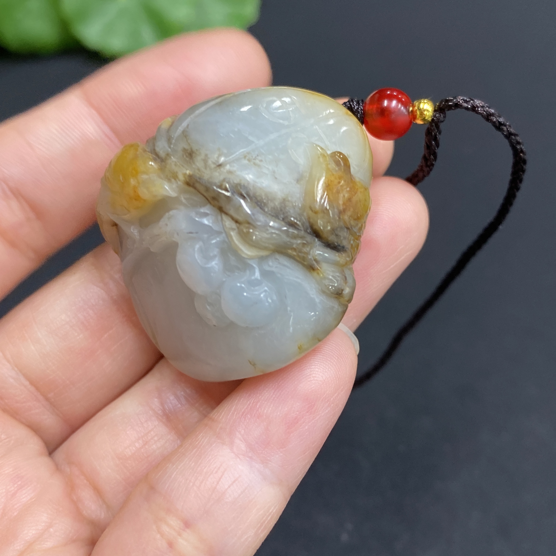 H33845143 Hetian Jade Pendant  Double Blessings Arrive