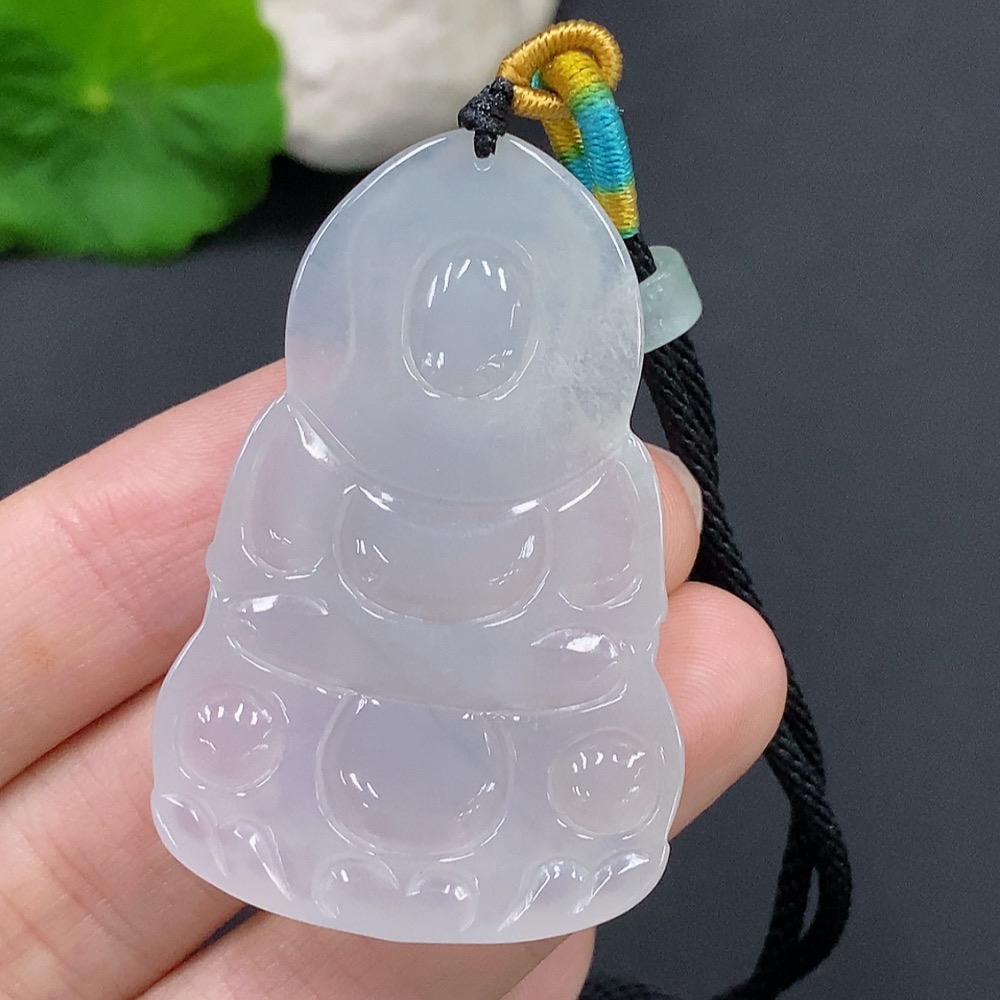 F28295243 Jadeite Guanyin Pendant Total Weight Approx. 18.4g (Including Rope Weight)