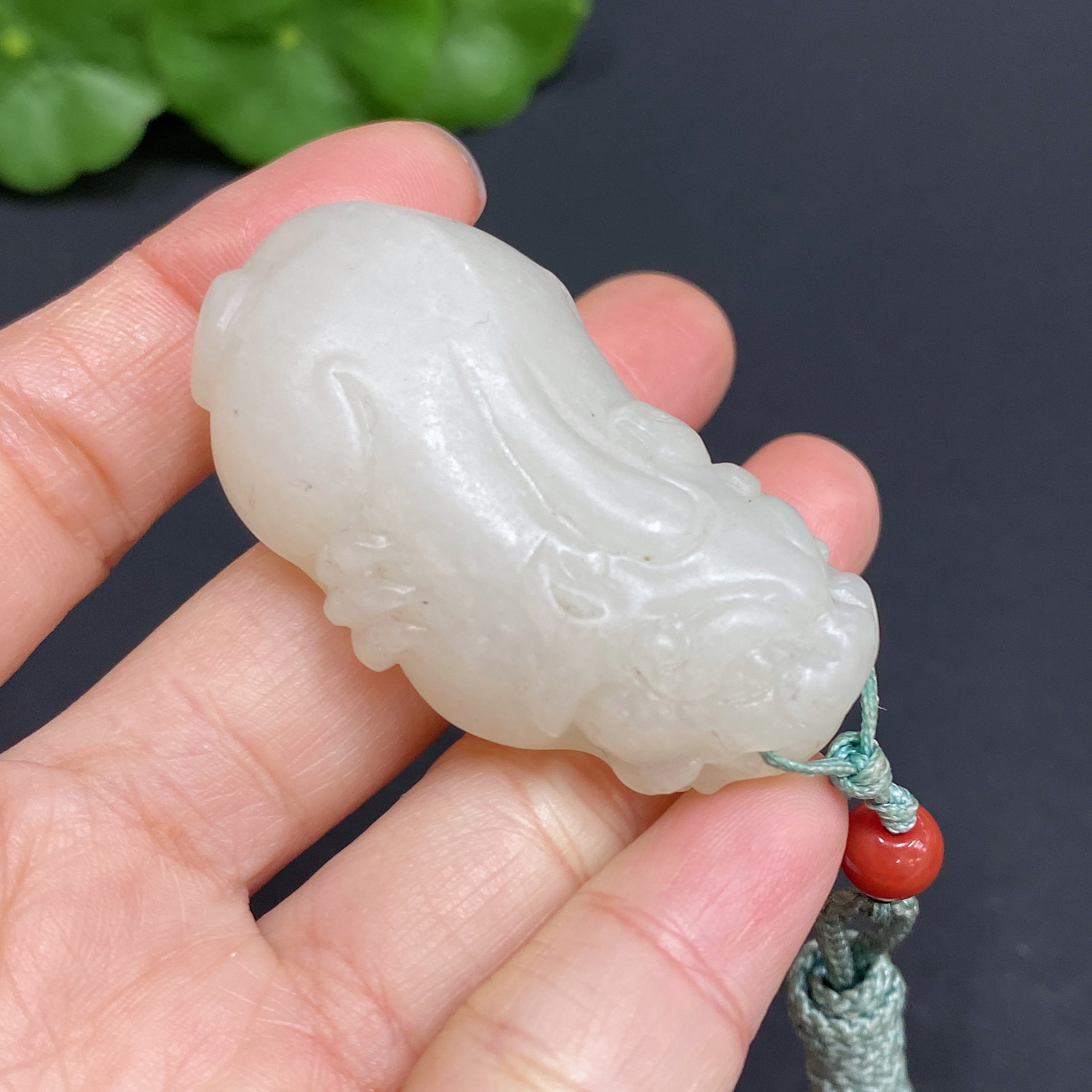 H27174735 Hetian Jade Pendant, Auspicious Beast, Total Weight approx. [with rope] 36.5g