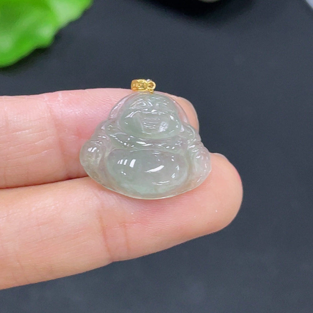 F31651756 Jadeite Pendant Buddha Bezel 18k Total Weight Approx. 1.92g