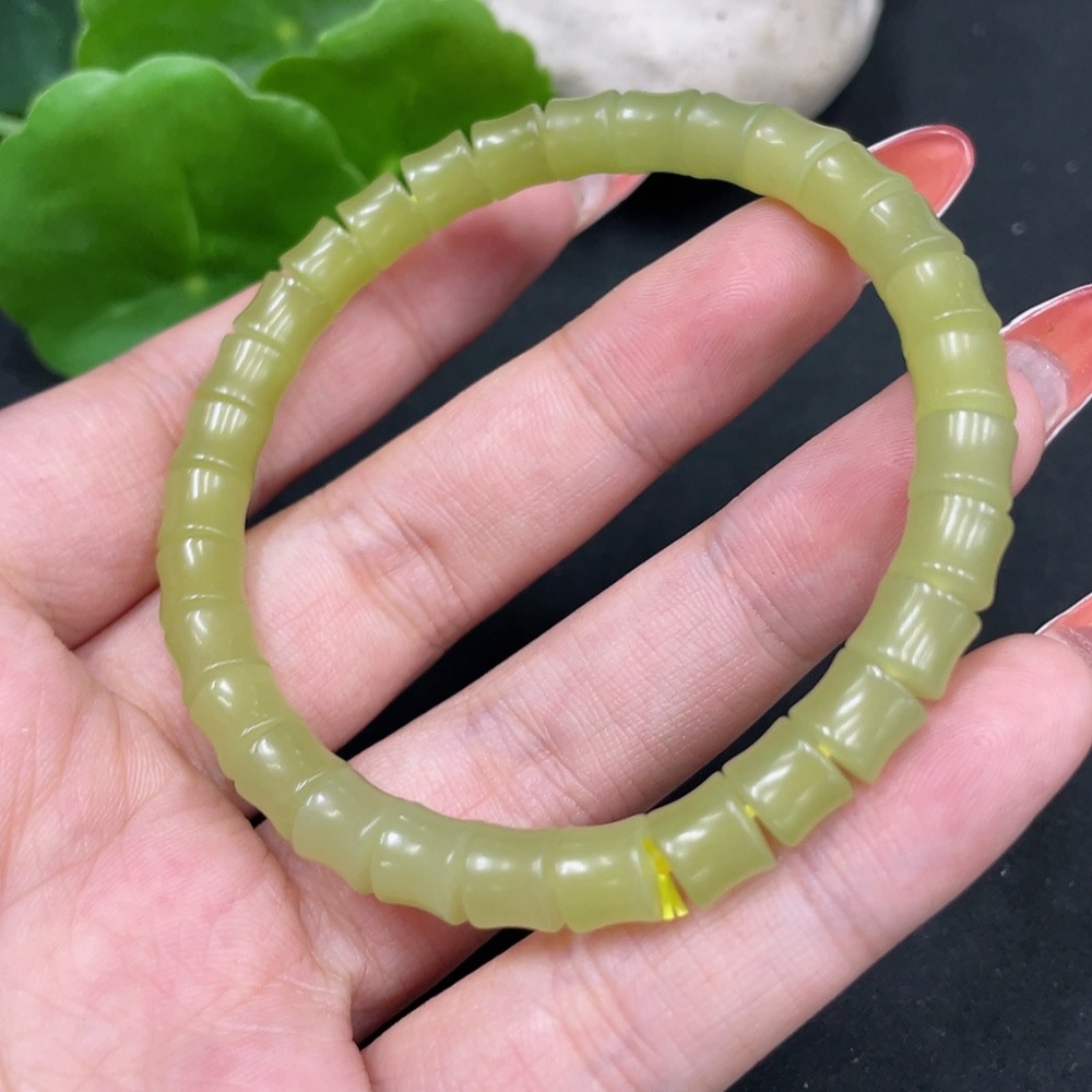 H34062597 Hetian Jade Beaded Bracelet approx. 6.5mm, Total Weight approx. 16.8g