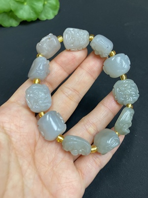 H34985360 Hetian Jade Bracelet with Non-Hetian Jade Beads, Total Weight Approx. 41.9g