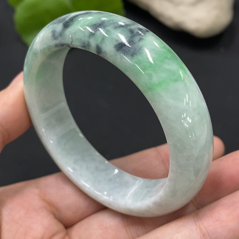 F27123095 Jadeite Round Bangle Size 51.1 Total Weight Approximately 577.44g Containing Other Mineral Components