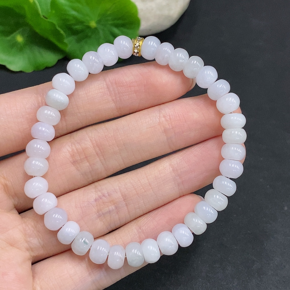 F34967555 Jadeite Beaded Necklace Approx.6.8mm Non-Gold Total Weight Approx.17.6g