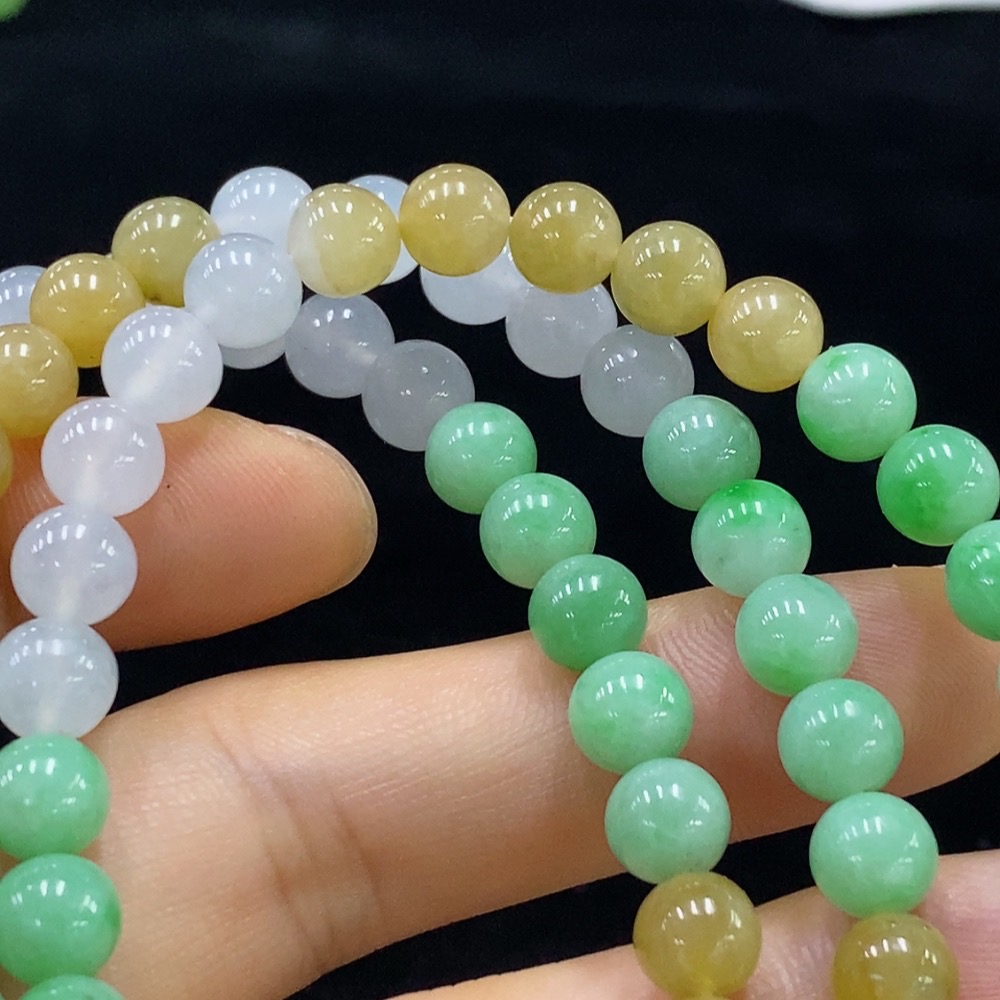F32731533 Jadeite Bead Necklace Approx. 6.8mm Total Weight Approx. 55.24g Non-Gold Color Origin Undetermined