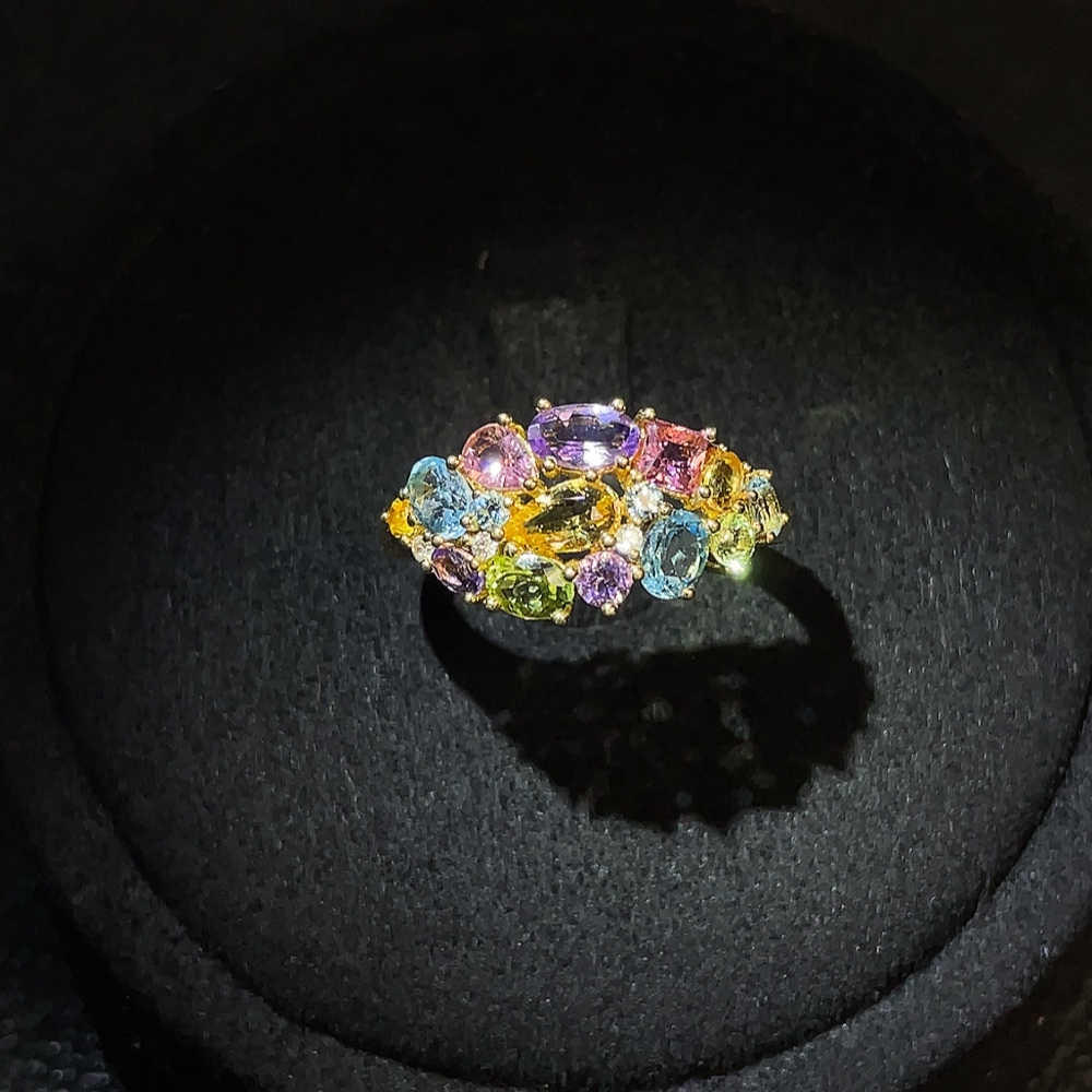 C32815849 Topaz (color origin undetermined) + Crystal + Peridot + Tourmaline + Diamond