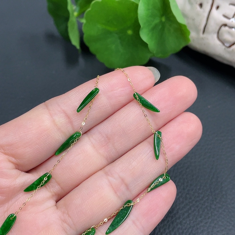 F22482758 Jadeite inlaid anklet, main chain 18k, total weight approx. 1.72g