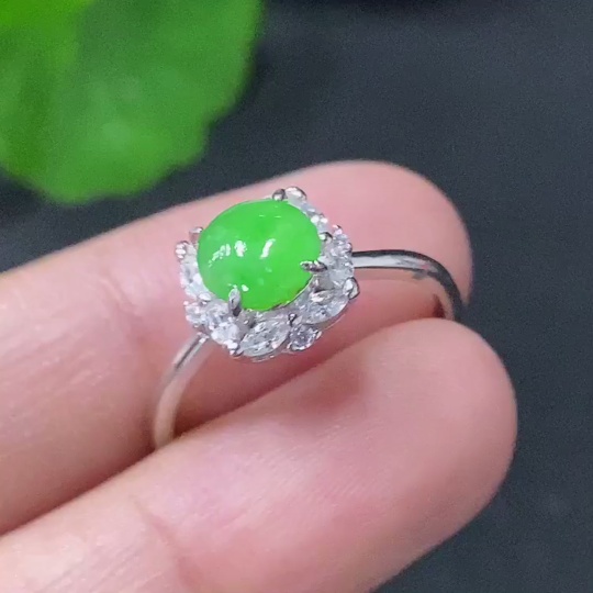 F31593646 Jadeite Inlaid Ring Non-Gold Adjustable Total Weight Approx. 1.97g