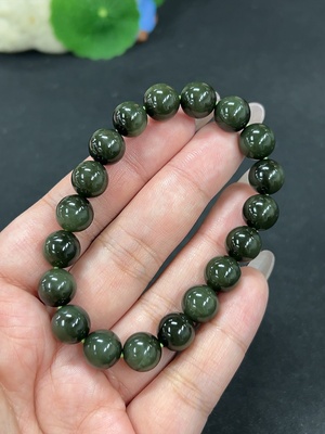 H41870092 和田玉手串     卡9.6mm左右    货品总重约28.3g