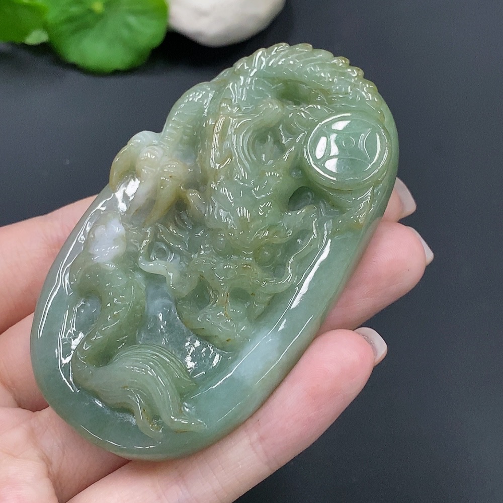 F15697419 JadeiteDragon Soaring Pendant