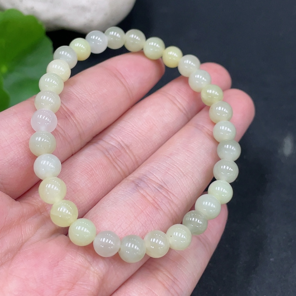 H31617273 Hetian Jade Bracelet, Approx. 5.9mm Beads, Total Weight Approx. 9.8g