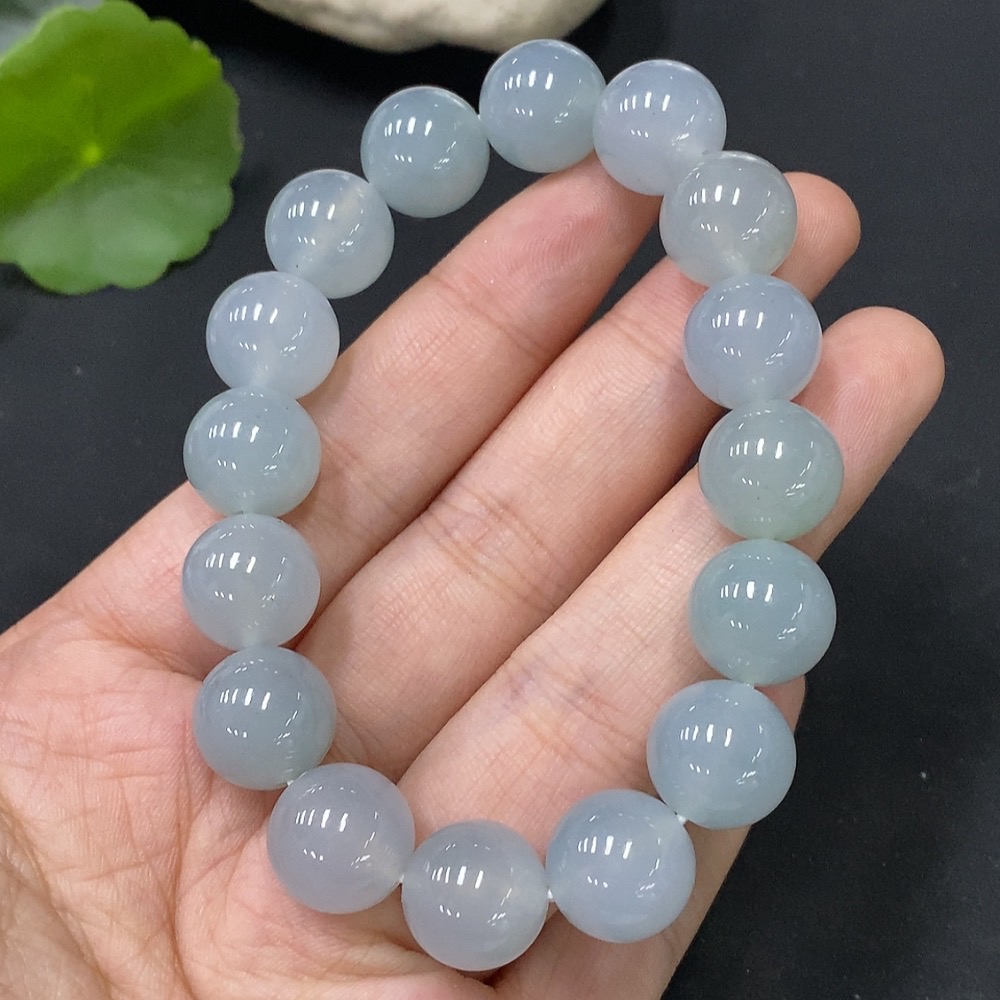 F27179521 Jadeite Beads Bracelet, Approx. 12.3mm, Total Weight Approx. 51.62g