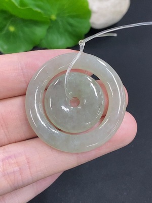 F40754604 Jadeite Mother-and-Child Button Pendant Total Weight Approx. 9.1g