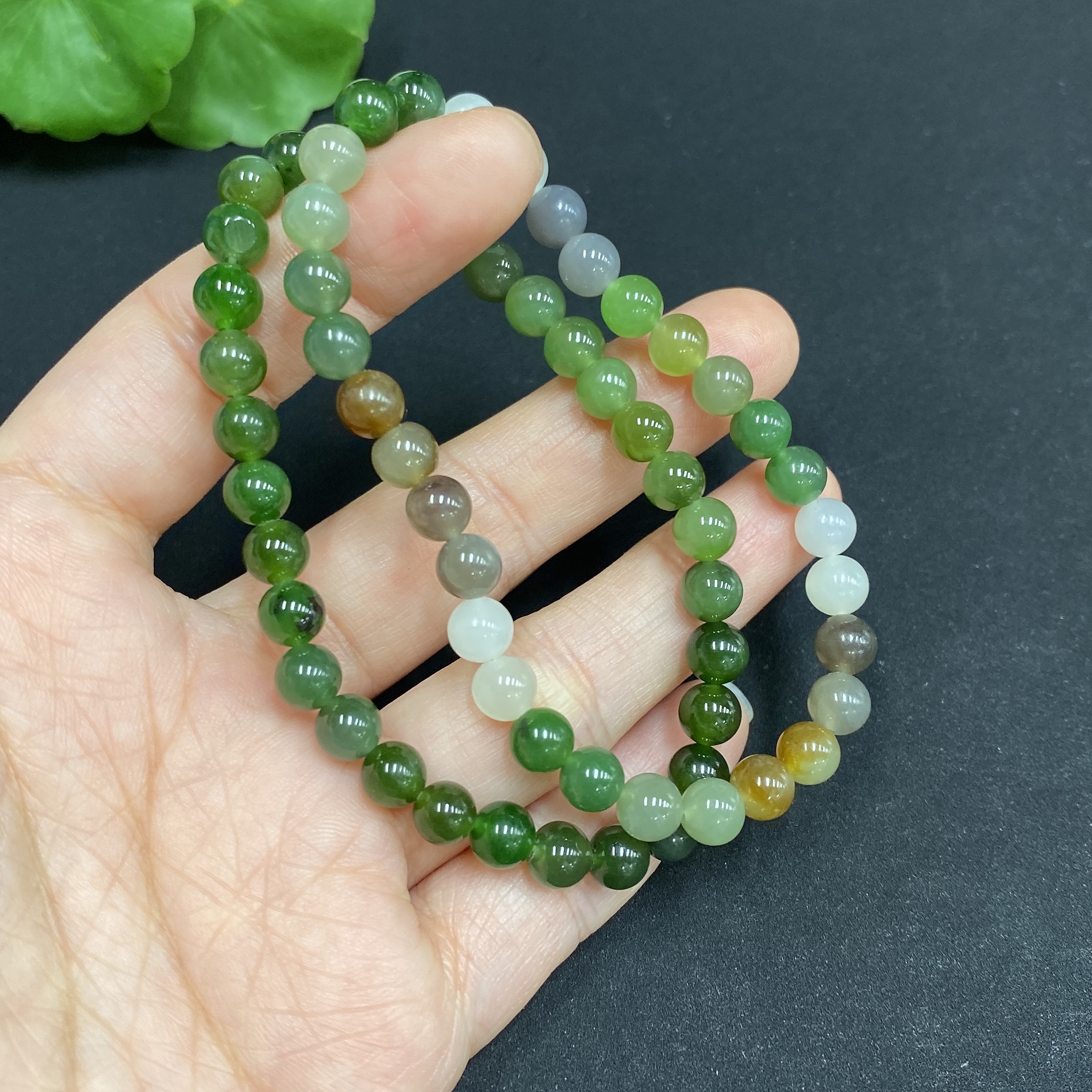 H34986204 Hetian Jade Bead Necklace, Approx. 5.4mm, Total Weight Approx. 19.9g