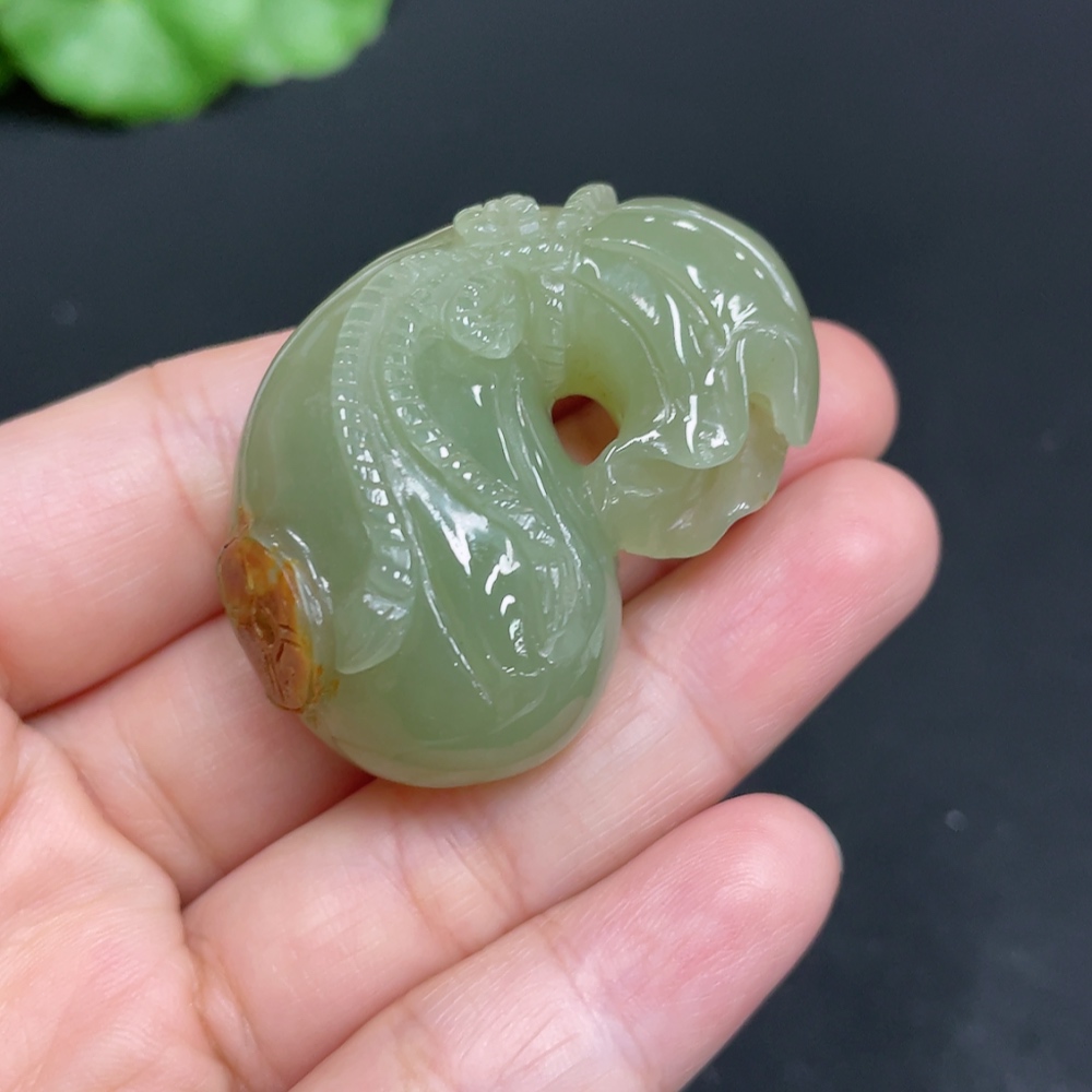 H34072435 Hetian Jade Pendant - Lucky Bag, total weight approx. 28.1g, undetermined skin color origin