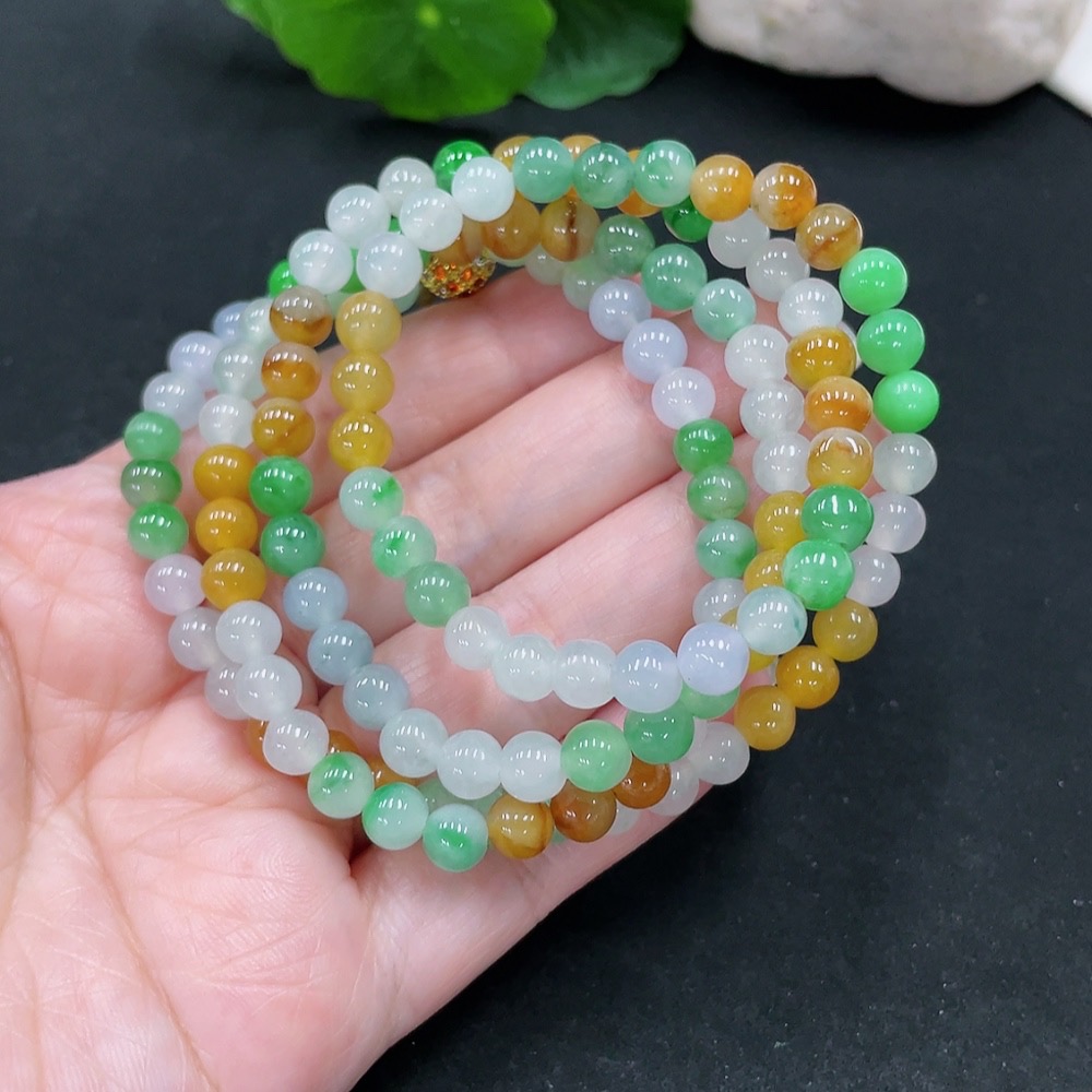 F31580531 Jadeite Beaded Necklace Approx. 6.2mm Total Weight Approx. 43.7g Non-gold Inlaid Color Origin Undetermined