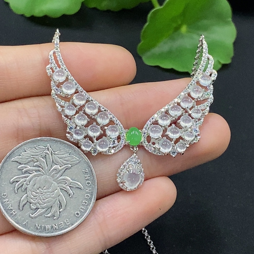 F33866528 Jadeite cabochon inlaid pendant non-gold inlaid total product weight approximately 8.65g