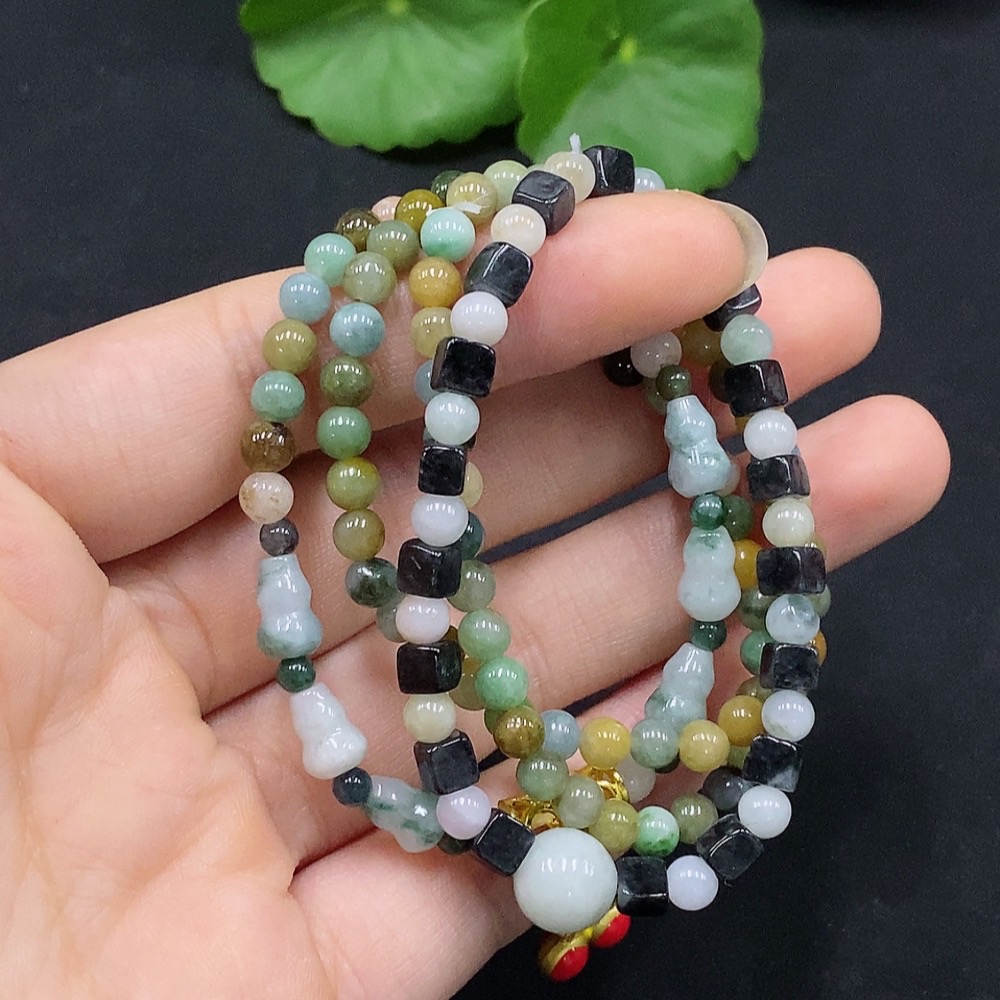 F29408229 Jadeite Bead Necklace Color Origin Undetermined No Metal Inlay