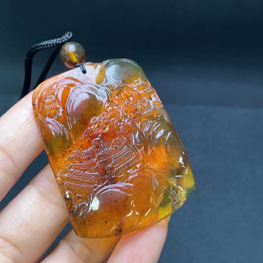 C29369026 Amber Beeswax Pendant, Total Weight Approx. 12.76g Including Rope