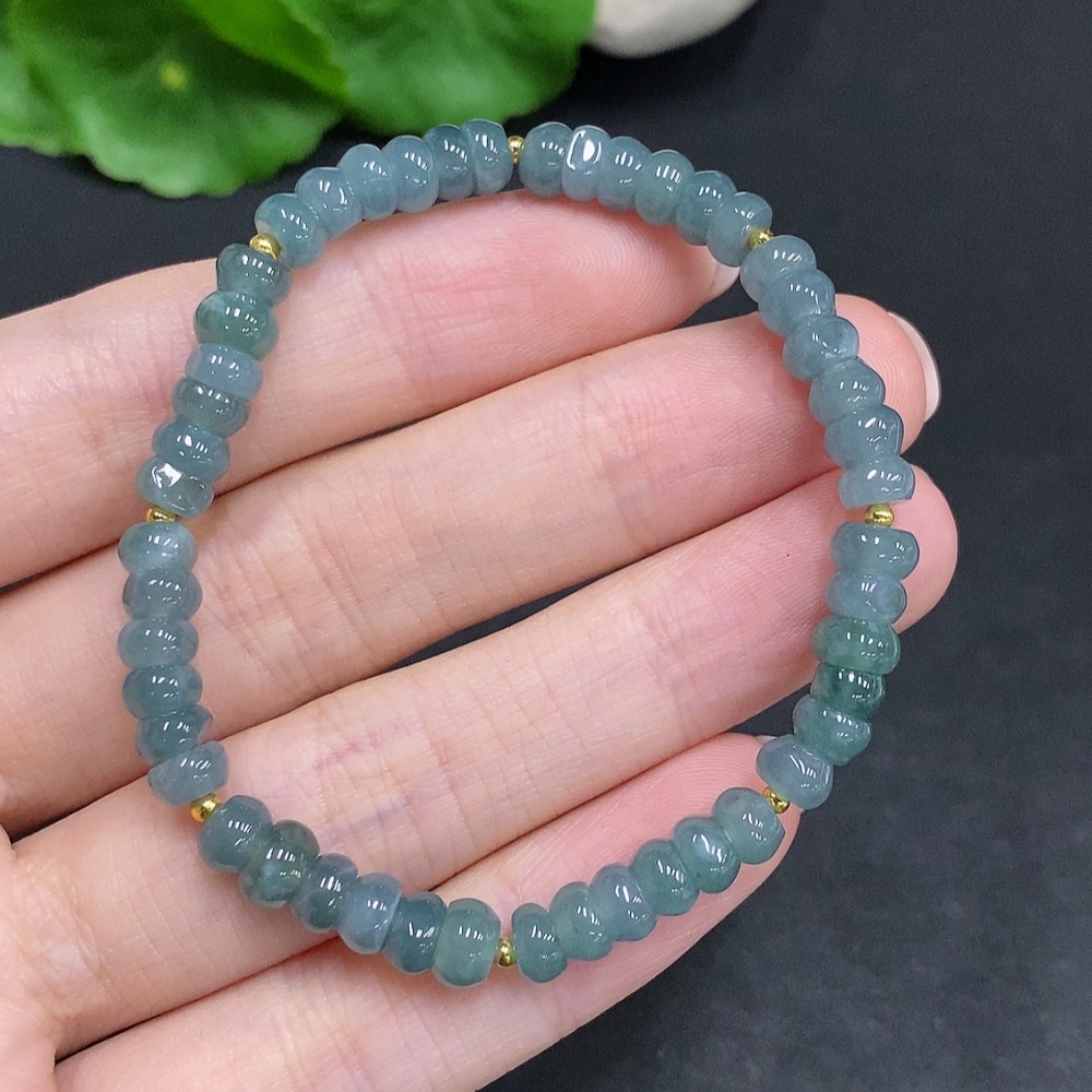 F34002938 Jadeite Bracelet Non-Gold Inlaid Total Weight Approx. 9.7g Size About 5.3mm