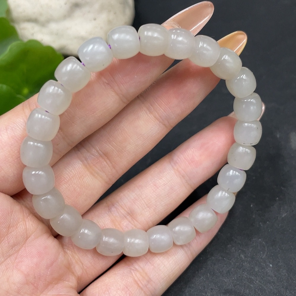 H31671040 Hetian Jade Bracelet Approx. 7.6mm Total Weight About 21.6g