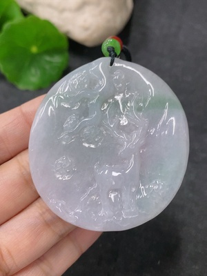 F34042902 Jadeite Pendant Plum Blossom Deer Total Weight Including Rope 25.78g