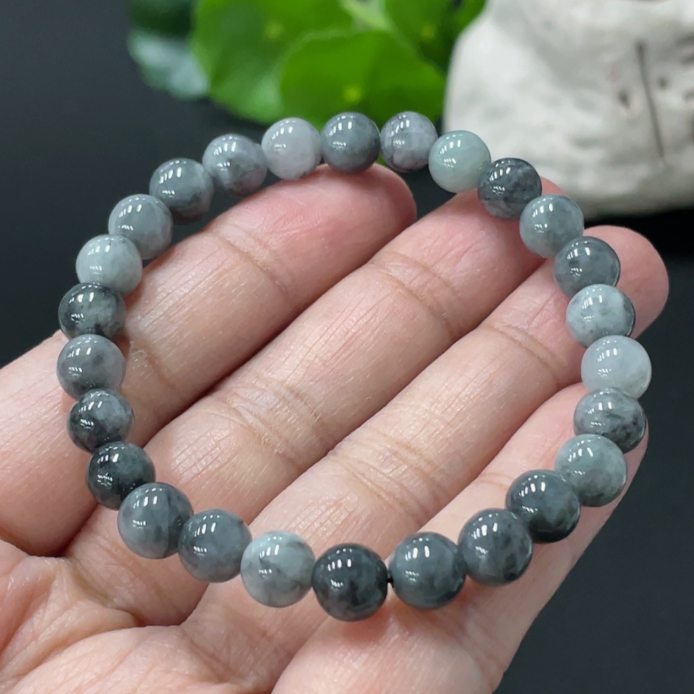 F34979085 Jadeite Bracelet Approx. 7mm Beads Total Weight Approx. 14.8g