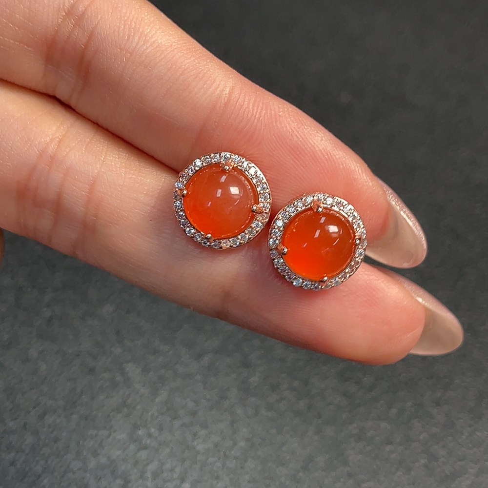C33920897 South Red Agate Earrings (Non-Gold, Total Weight Approx. 3.16g)