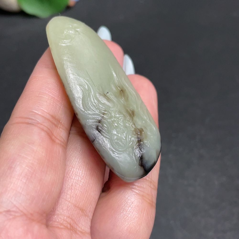 H31574017 Hetian Jade Pendant Dragon Plaque Total Weight Approx. 29.3g