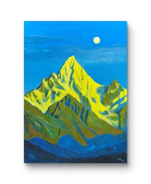 P41841251 夏泽跃《日照金山》布面综合材料 无装裱 约30*40cm