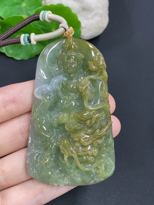 F42967828 翡翠御龙观音挂件 货品总重量约74.7克（含绳重）