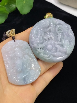 F34949073 Jadeite Pendant Dragon Plaque Guanyin Plaque Non-Gold Inlaid