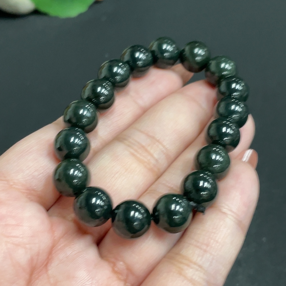 H34010468 Hetian Jade Bracelet, Approx. 10mm Beads, Total Weight About 27.3g
