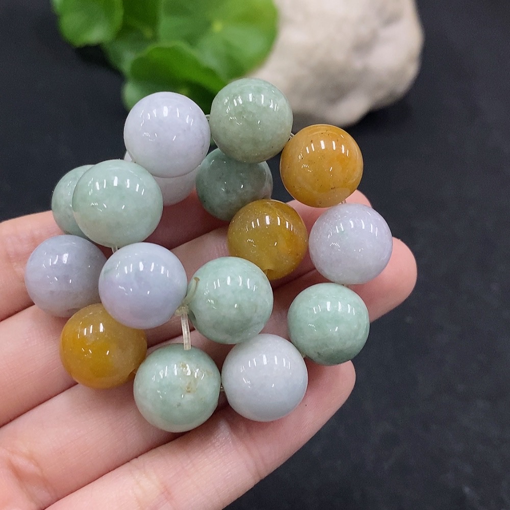 F34057167 Jadeite Bracelet Approx.13mm Beads Total Weight 55.9g Yellow Beads Non-A
