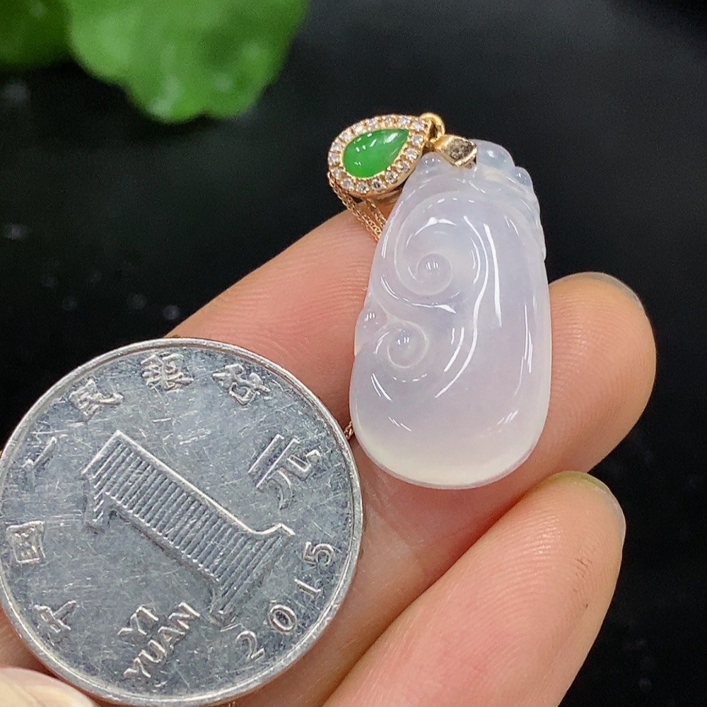 F24791850 Jadeite Ruyi Pendant, 18k Chain, Total Weight Approx. 4.18g