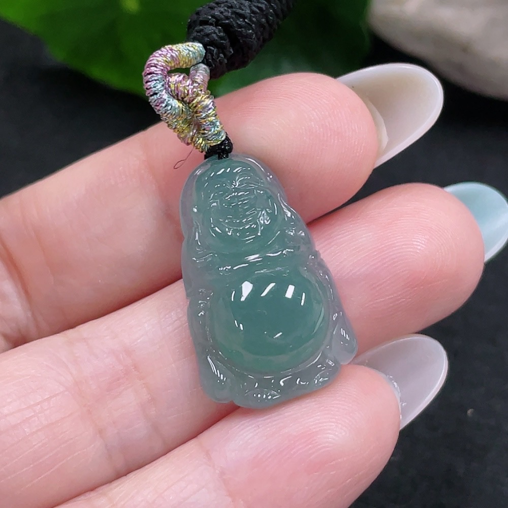 F33873748 Jadeite Standing Buddha Pendant Total Weight Approx. 4.4g (Including Rope Weight)